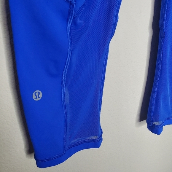 Lululemon Blue Outrun Ruched Mesh Pocket Luxtreme Cropped Tight Leggings - Picture 9 of 11